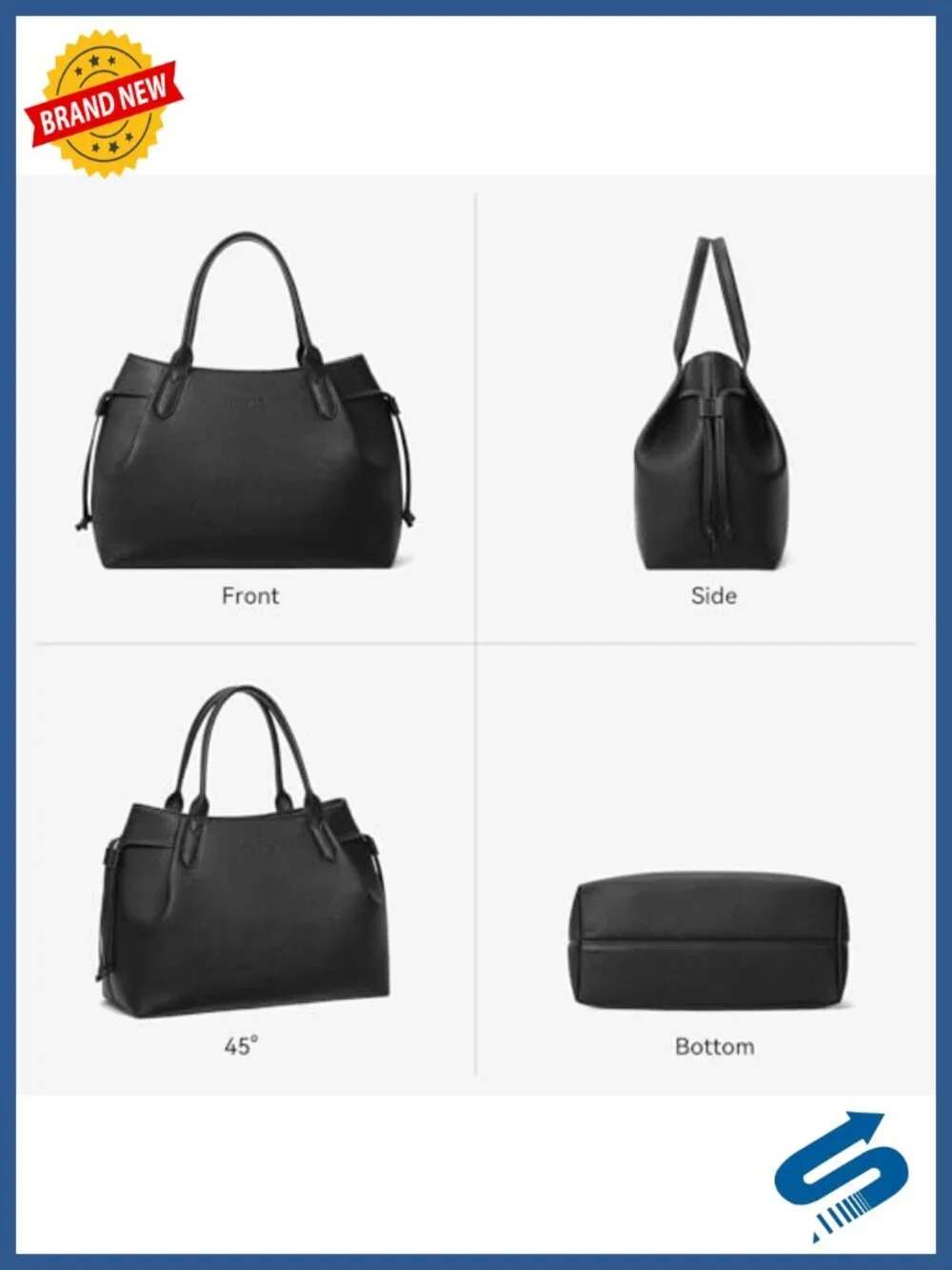 Vegan Leather Satchel Bag with Detachable Scarf - Medium Work Tote